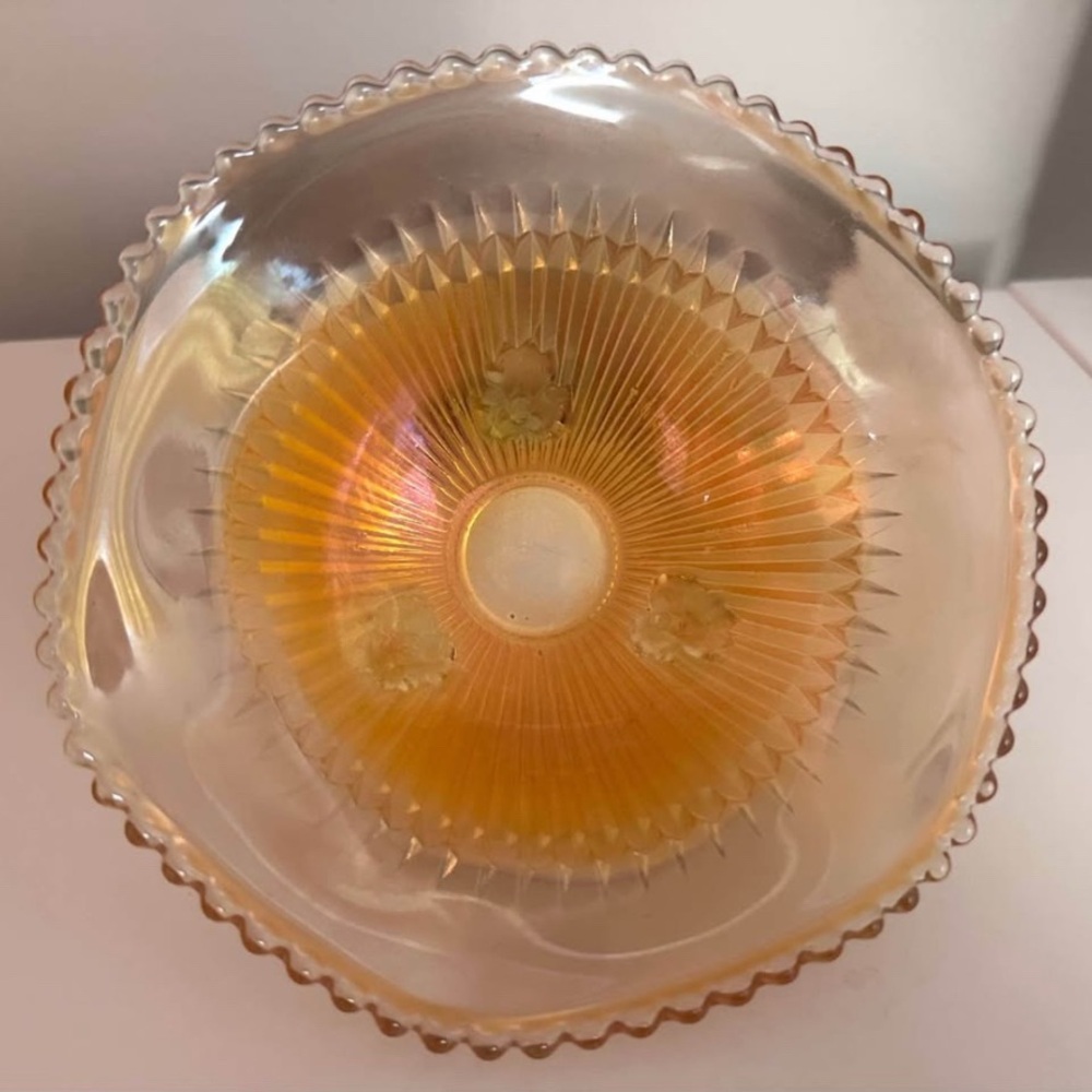 Vintage Marigold Carnival Glass 3-Footed Bowl EXCELLENT CONDITION!